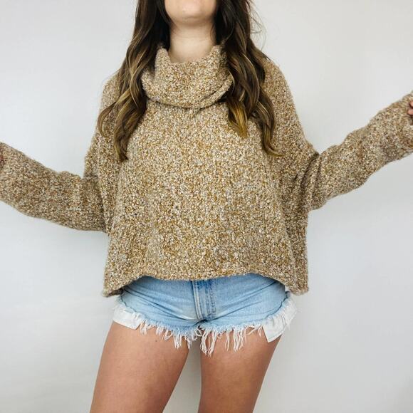 Free People Brown turtleneck boucle Knit Sweater - Picture 3 of 7